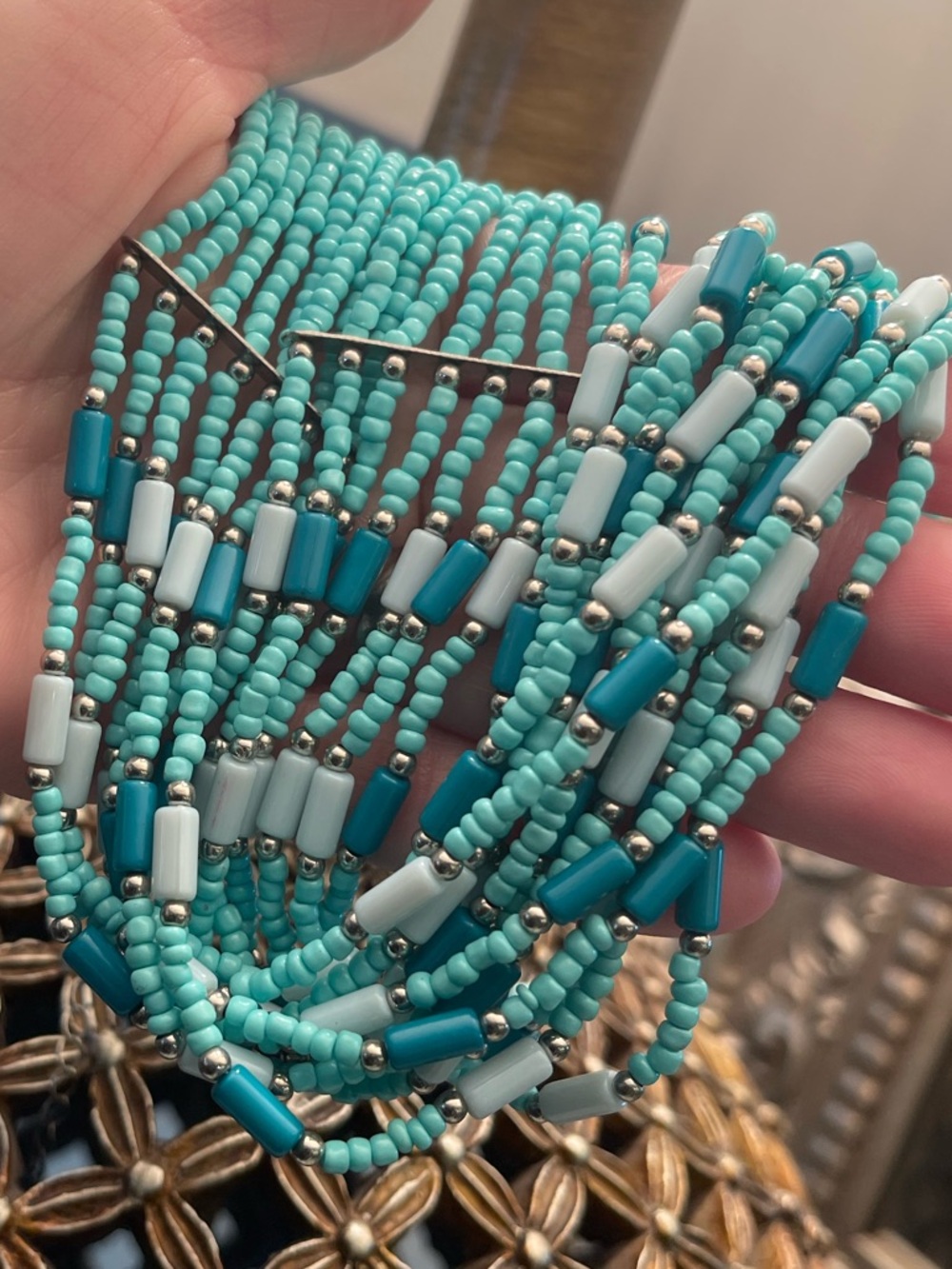 Turquoise Multi-Strand Beaded Necklace - Picture 7 of 10